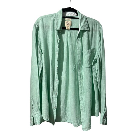 Panama Jack Light Green Linen Button-Down Shirt – Men’s Size M – Excellent - Picture 3 of 12